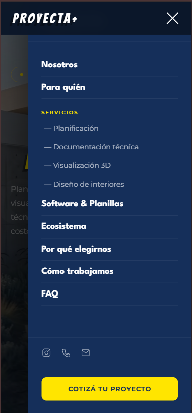 Vista mobile de Proyecta Más 3