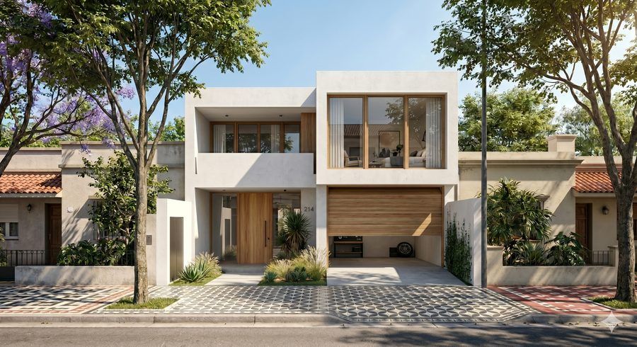 Render 3D hecho por Krea Studio para Proyecta+ — fachada